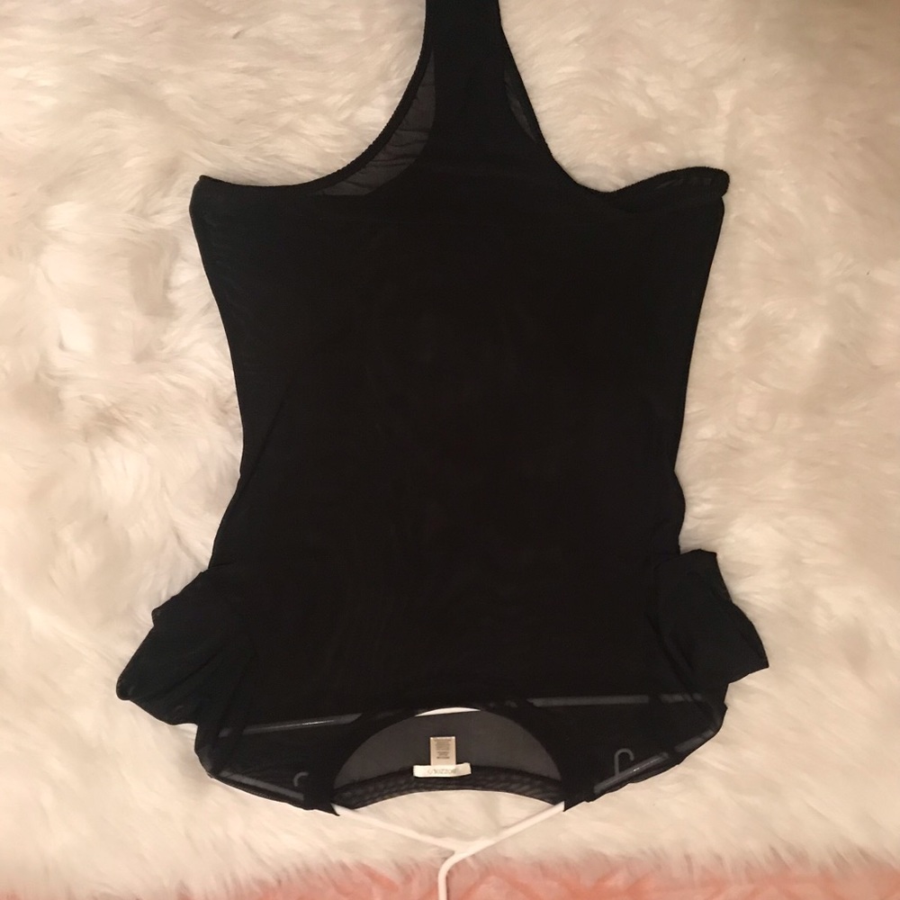 See thru black body suit
